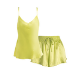 LOLA SILK CAMISOLE & TAP SHORT SET IN CITRON