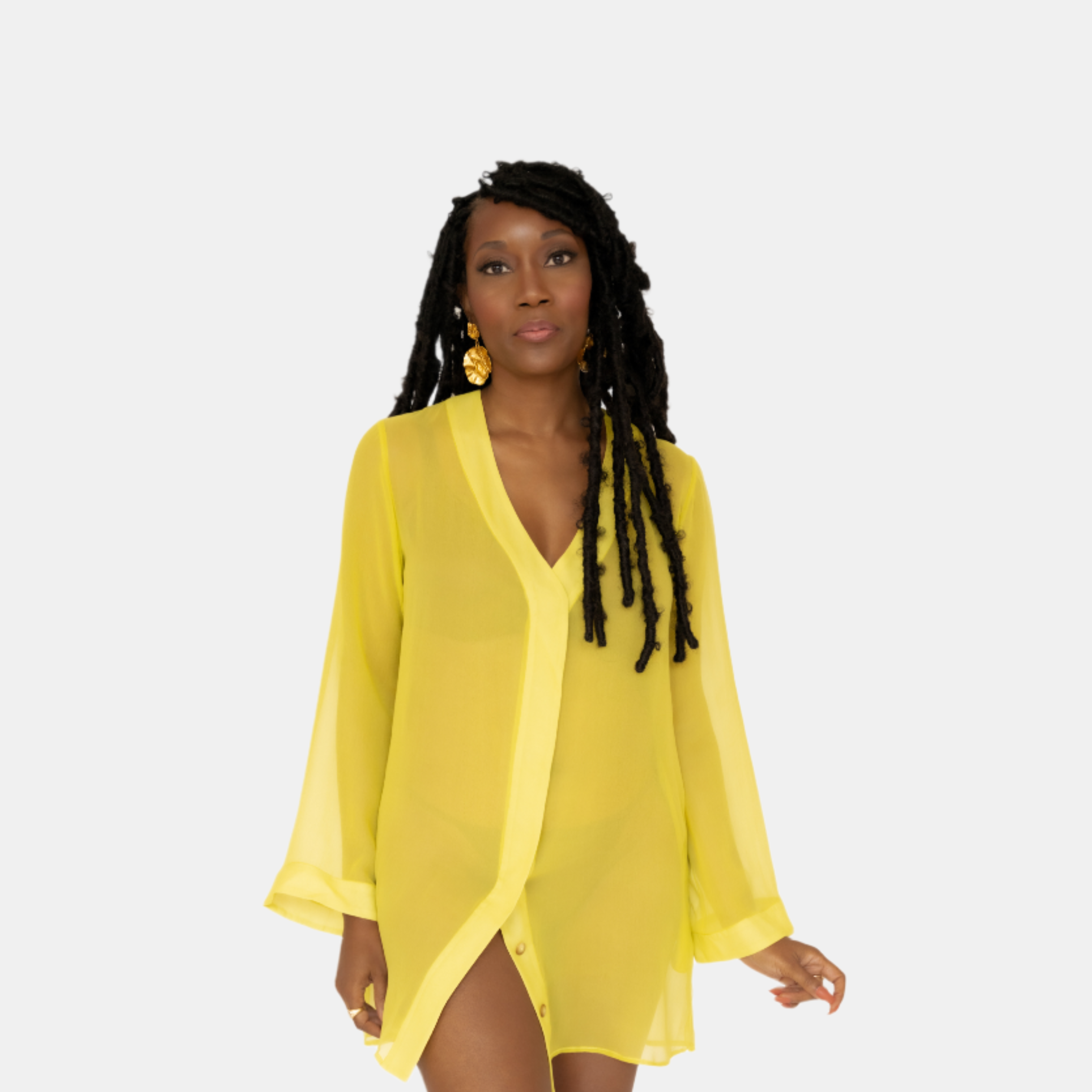 long sleeve yellow silk shirt dress EVERLANE Yellow The Hammered Satin Shirt Dress UK XS