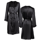 silk nightdress and tuxedo pant set in noire