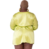 silk short robe in citron