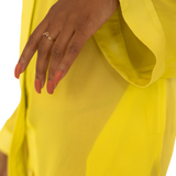 silk chiffon shirt dress in yellow chartreuse