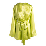 silk short robe in citron