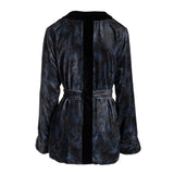 silk velvet short robe in perle noire