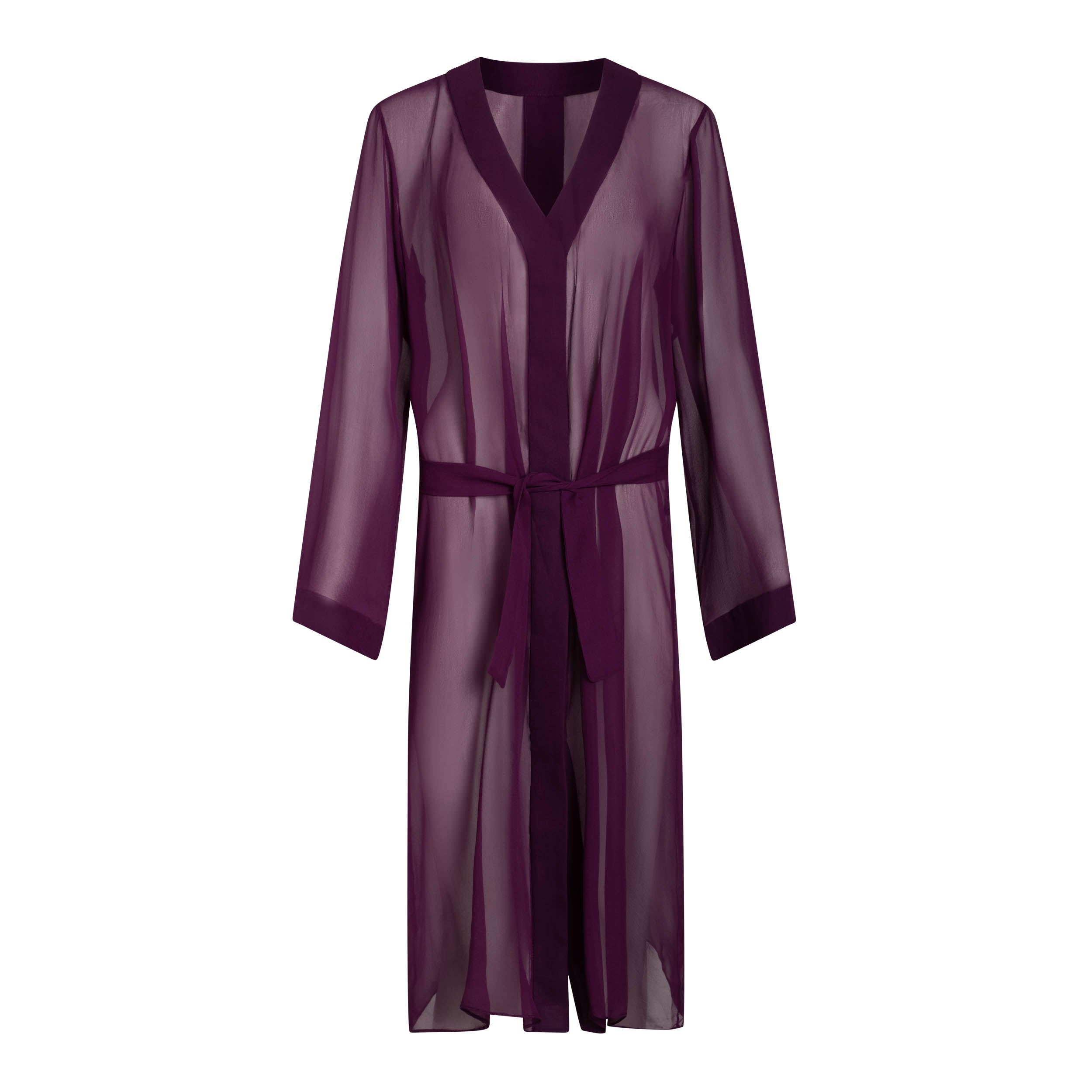 DONNA SILK CHIFFON NIGHT DRESS IN AUBERGINE