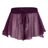 DONNA SILK CHIFFON TAP SHORT IN AUBERGINE