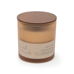 Candle with a label on a white background