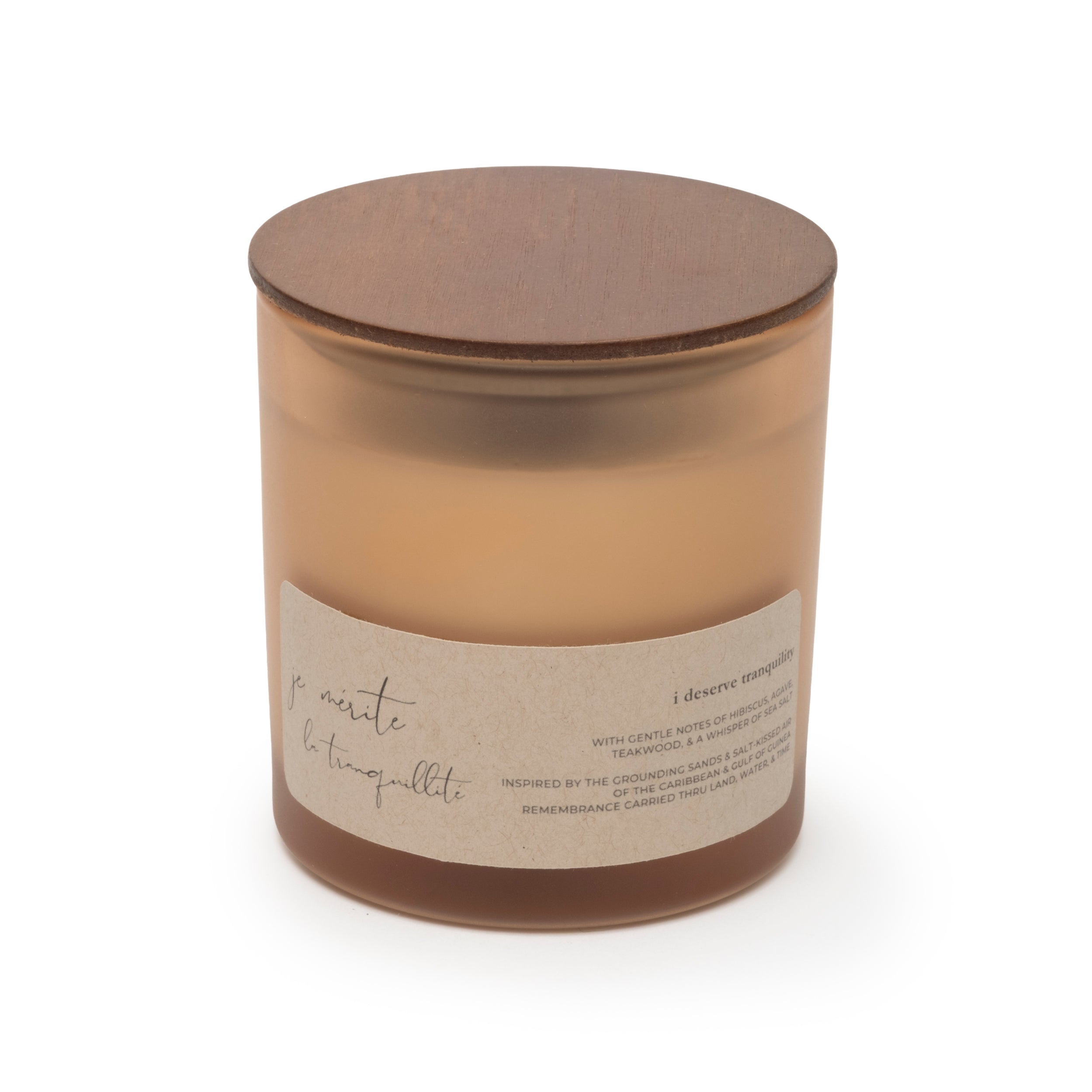Candle with a label on a white background