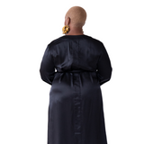 silk wrap robe in noire