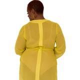 silk chiffon night dress in yellow chartreuse