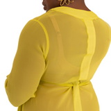silk chiffon night dress in yellow chartreuse