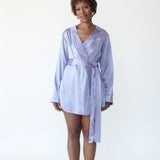 LOLA SILK SHORT ROBE IN PERIWINKLE