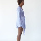 LOLA SILK SHORT ROBE IN PERIWINKLE