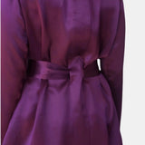 LOLA SILK SHORT ROBE & DONNA SILK CHIFFON TAP SHORT SET IN AUBERGINE