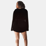 JOSEPHINE SILK VELVET SHORT ROBE IN NOIRE - MADE TO ORDER