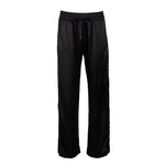 made in the softest washed silk charmeuse, this tuxedo pajama pant has an elastic waistband and drawstring closure  wear with a je mérite coordinating top or your favorite lingerie  wide elastic waist with drawstring closure pockets sits at natural waist tuxedo panels wide leg  washed 100% silk charmeuse  designed in new york city, new york made in new york city, new york   size details - available in 0/2-20/22