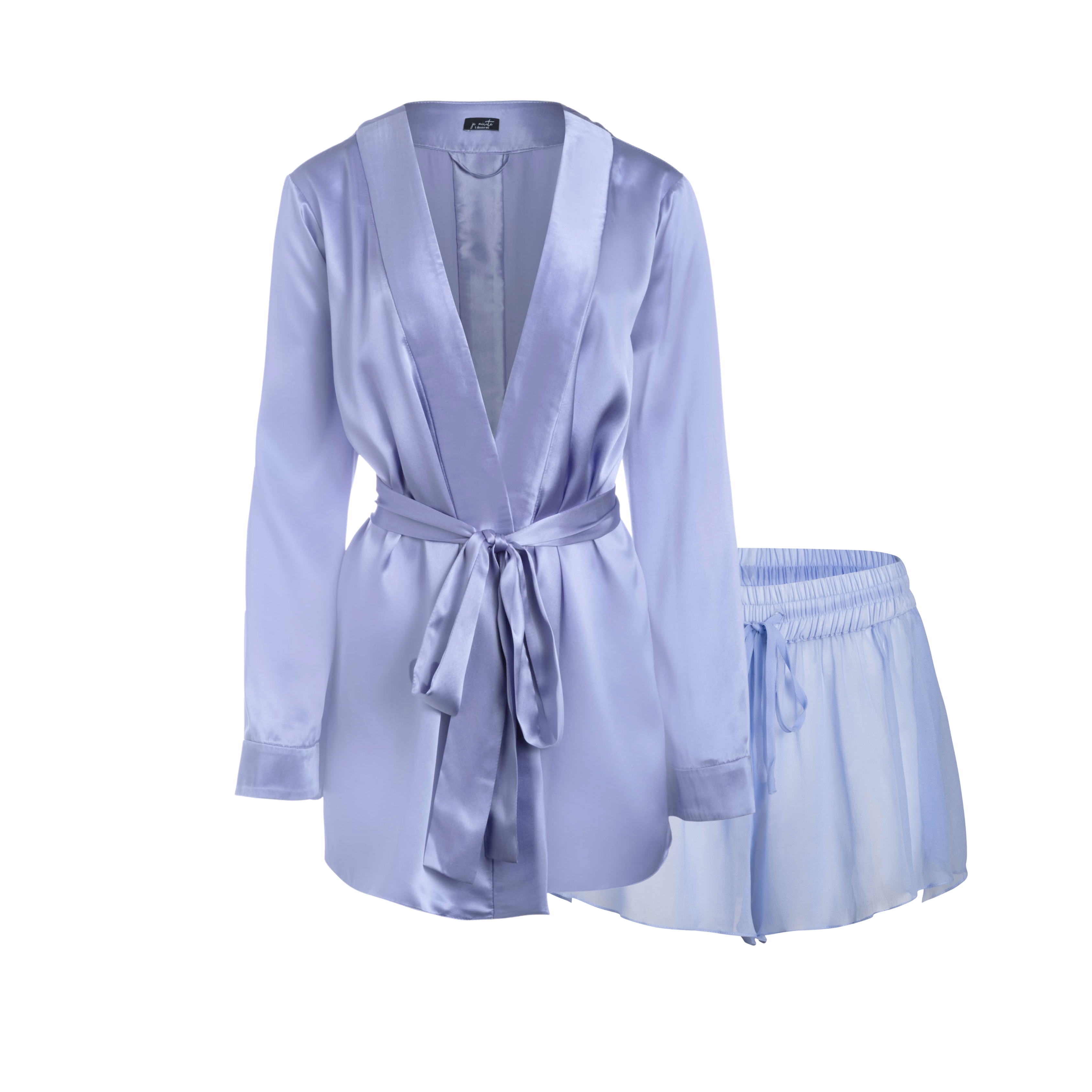 LOLA SILK SHORT ROBE & DONNA SILK CHIFFON TAP SHORT SET IN PERIWINKLE