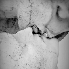 Close-up of a marble sculpture with detailed texture