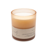 Candle with a label on a white background