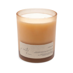 Candle with a label on a white background