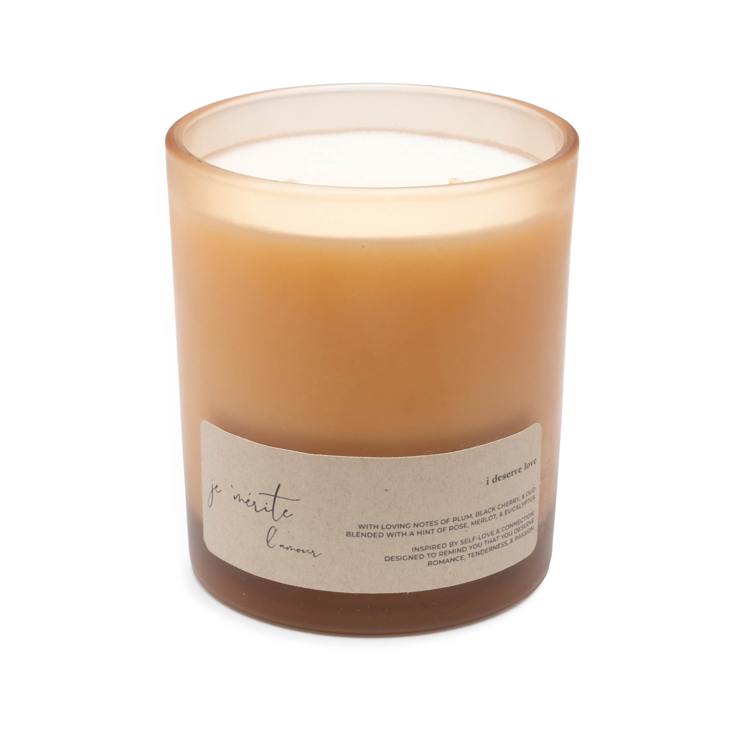 Candle with a label on a white background