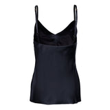 made in the softest washed silk charmeuse, our silk camisole is lined for added comfort and versatility  thin adjustable straps and slits at both sides  wear with a je mérite coordinating bottom, your favorite skirt or pant  v-neck neckline adjustable shoulder straps slits at both sides sensual fit  shell - washed 100% silk charmeuse lining - 100% polyester charmeuse designed and made in new york city, new york - available in 0/2-20/22