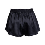 made in the softest washed silk charmeuse, this pleated short has an elastic waistband and drawstring closure  wear with a je mérite coordinating top or your favorite lingerie  wide elastic waist with drawstring closure sits at natural waist side slits slightly longer at the back sensual fit  washed 100% silk charmeuse  designed and made in new york city, new york - available in 0/2-20/22