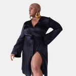 made in the softest washed silk charmeuse, this double-breasted wrap robe has long bell sleeves  wear barefoot, with a soft fuzzy slipper for a night in, or a strappy heel for a night on the town  soft collar wrap belt (not removable) relaxed fit midi length  washed 100% silk charmeuse  designed in new york city, new york made in new york city, new york   size details - available in 0/2-20/22