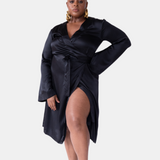 made in the softest washed silk charmeuse, this double-breasted wrap robe has long bell sleeves  wear barefoot, with a soft fuzzy slipper for a night in, or a strappy heel for a night on the town  soft collar wrap belt (not removable) relaxed fit midi length  washed 100% silk charmeuse  designed in new york city, new york made in new york city, new york   size details - available in 0/2-20/22