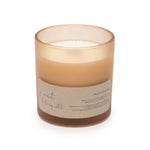 Candle with a label on a white background