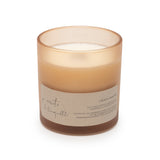 Candle with a label on a white background