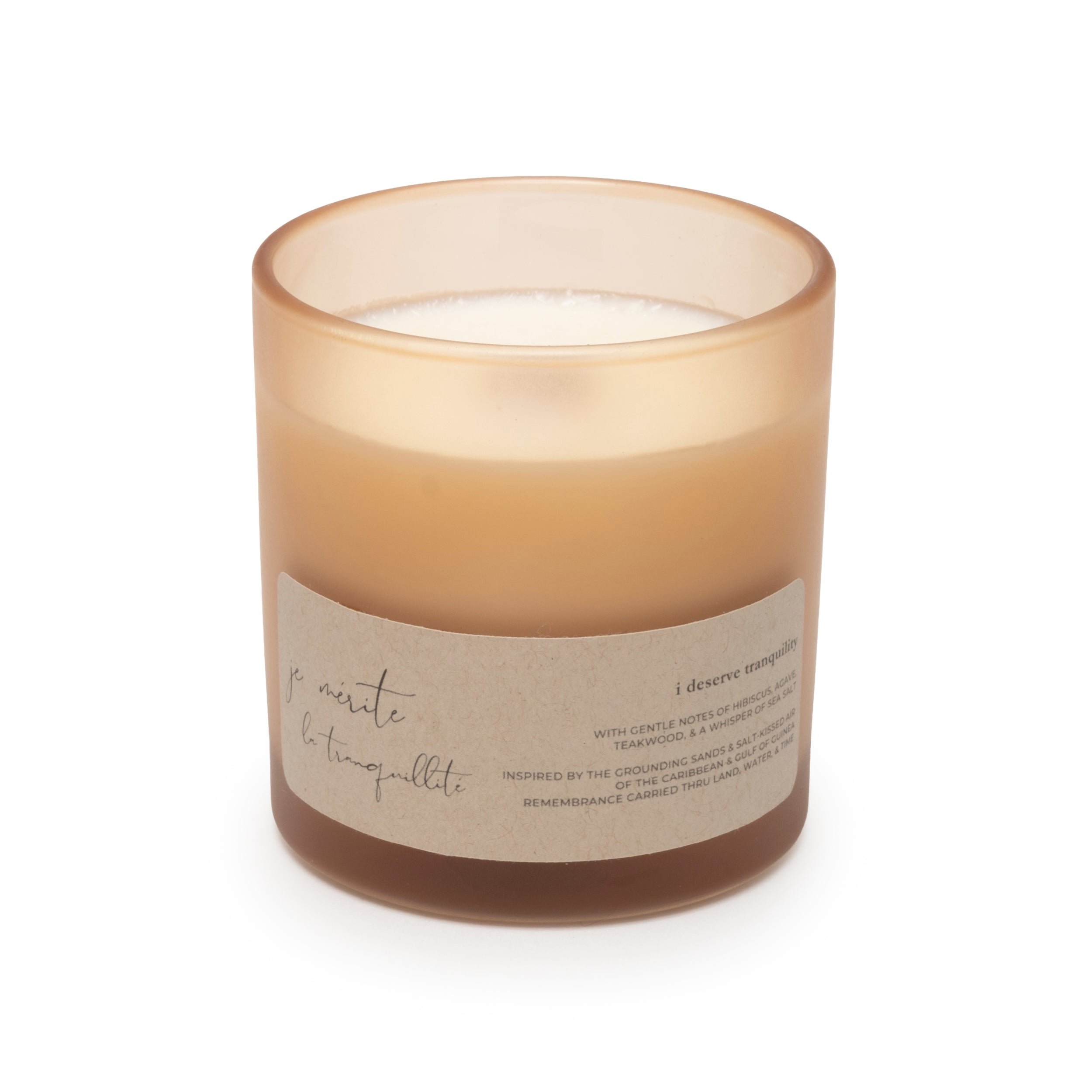Candle with a label on a white background